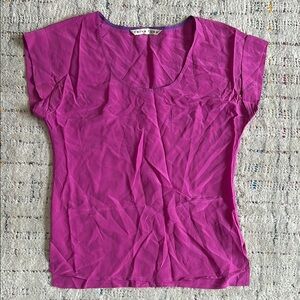 Trina Turk 100% Silk Vibrant Purple Women's T-shirt Size Petite XS
